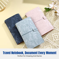 Portable A6 Vintage Embossed Notebook, Thick Lined & Blank Pages, PU Leather Cover, Travel
