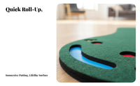 Easy to Keep Indoor Putting Mat Roll-up Storage Golf Putting Mat Multi-Hole Design for Golfers, Beginners, Indoors, Office, Backyard