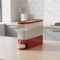 Moisture-Proof Push Button Rice Dispenser Airtight Seal Slim Rice Storage Bin Food Grade Material Sealed Grain Dispenser for Kitchen, Pantry