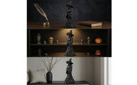Halloween Skull Witch Figurine Gothic Witch Statue with Skull Fantasy-Themed Desk Ornament Mysterious for Entryway