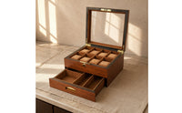 Padded Slots Two-Layer Watch Box Pull-out Drawer Lockable Watch Organizer Divided Sections Display Jewelry Box