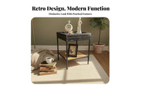 Vintage Design Sliding Top Storage Box Multi-Functional Side Table Rustic Finish Nightstand Sturdy Construction for Apartment Dwellers, Homeowners, Adults, Living Room, Balcony, Bedroom, Small Spaces