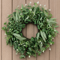 Artificial Eucalyptus Leaf Wreath for Front Door Decor