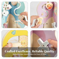 Freestanding Tree-Shaped Activity Toy Pastel Wooden Bead Maze Toy Cartoon-Style Wooden Bead Maze Smooth Finish for Children