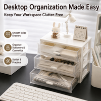 White Acrylic Drawer Organiser, Stackable Desk Organiser for Home Office, Makeup & Stationery Storage, Modern Desktop Solution