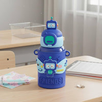 Drop-Resistant Kids Insulated Water Bottle Leak-Proof Children's Straw Tumbler Easy Carry Handle for Students, Boys, School, Travel, Outdoor