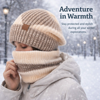 Scarf and Beanie Hat Gift Set for Women and Girls with Fleece Lined Ear Protection, Knitted Winter and Ladies