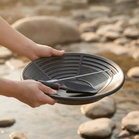 Three-Zone Gold Panning Kit Riffled Gold Pan with Shovel Dual Riffle Beginner for Prospectors, Hobbyists, Outdoor Prospecting, Riverbeds, Creeks