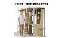 Space-Saving Dormitory Bed with Desk Multi-Functional Metal Loft Bed with Desk Stable Structure Bedroom Furniture Sturdy Guardrail for Students, Dorm Residents, Young Adults, Small Apartment