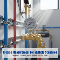 Water Pressure Meter for Household Water Supply, MPa Scale, Leak Valve, 4-Point Connector, Versatile for Various Scenarios