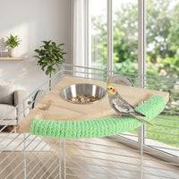 Bird Perch with Feeder and Water Dispenser, Multi-functional Solid Wood Small Bird Stand for Small Medium Parakeets Cockatiels and Other Birds