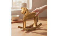Wooden Rocking Horse Hand-Carved Rocking Horse Figurine Farmhouse for Shelf
