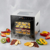Viewing Window 6-Layer Food Dehydrator Internal Light Countertop Food Dehydrator Black and Silver Jerky Dryer Even Hot Air Circulation