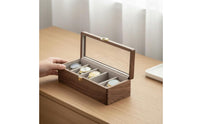 Walnut Watch Storage Case Sturdy Wood Construction Wooden Watch Box Men's Jewelry Organizer Scuff-Resistant Pillows Rustic