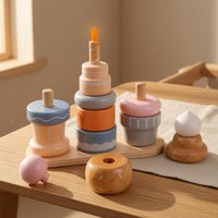 Wooden Dessert Stacker Pastel Colors Wooden Ice Cream Toy Imaginative Role Play Children's Activity
