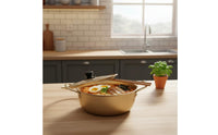 Induction and Gas Compatible Korean Ramen Pot Multi-Purpose Instant Pasta Pot Easy to Clean Double Handle Stockpot Lightweight for Singles, Students, Home Kitchen, Dorm Room