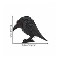 Raven Statue Illuminated-Red Eyes Ebony Raven Sculpture Hand-Painted Decorative Piece Piece for Shelf, Desk