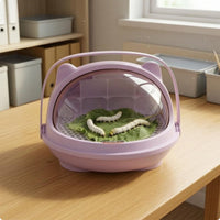 Perforated Silkworm Breeding Box Arched Handle Clear Silkworm Breeding Box Molded Compartments Pet Supplies Compact