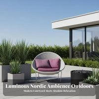 Nordic Design Woven Armchair with pad Weather-withstandant Outdoor Furniture Thick pads Lounge Chair Easy Assembly for Garden lovers, pool area, Porch