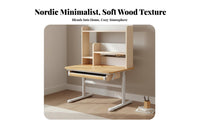 Kids Desk and Chair Set Solid Wood Adjustable Study Table Sturdy Wooden Homework Desk with Chair for Girls, School Work, Home, Playroom