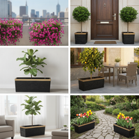 Artificial Plant Arrangement with Planter Box for Indoor and Outdoor Decor