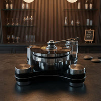Minimalist Audio Disc Player Decor Modern Vinyl Turntable Ornament Stainless Steel Look Turntable Ornament Decorative Display Piece for Showroom, Hotel Lobby, Club