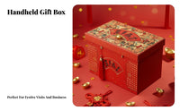 Holiday Gift Packaging Box, New Year Handheld Gift Bag, Business Event, Festive Red, Auspicious Blessings, Multi-Compartment