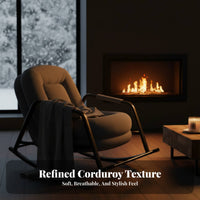 Upholstered Rocking Lounger Ergonomic Design Upholstered rocking chair with Footrest Soft Padded padding Living Room Seating for Homeowners, Balcony, Bedroom