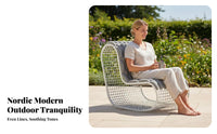 Nordic Design Wicker Lounge Chair Woven Frame Patio Seating Group Weather-Resistant Outdoor Furniture Modern design for Hotel Managers, residents, partners, Garden, Balcony, Courtyard, posterioryard