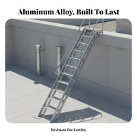 Aluminum Alloy Ladder with Handrails Heavy Duty Welded Aluminum Stair Anti-Slip Steps Rooftop Climbing Ladder for Homeowners, Rooftops, Outdoor, Roof