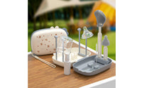 Portable Nursing Bottle Brush Set Compact Bottle Cleaning Tool Brush Set with Drainage Rack Easy to Clean for New Parents, Moms, Mobile