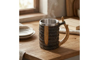 Metal-Lined Tree Branch Mug Textured Branch Handle Mug Wood-Grain