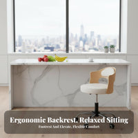 Modern Design Rolling rotating Stool with spinerest Ergonomic spine Support Counter-Height Task Chair Built-in Footrest Bar Seating firm-density Foam padding for Home Users, Professionals, Salon, Kitchen, Studio, Workshop