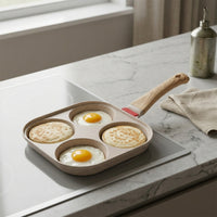 Egg Frying Pan with Lid Induction Compatible Egg Pan with Lid Stone-Derived Cookware for Busy Families, Students, Breakfast, Small Kitchens