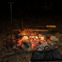 Foldable Stainless Steel Camping Fire Pit Grill with Griddle for Patio and Outdoor Cooking
