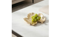 Leaf Tray Textured Metal Tray with Handle Shallow Serving Platter for Entryway
