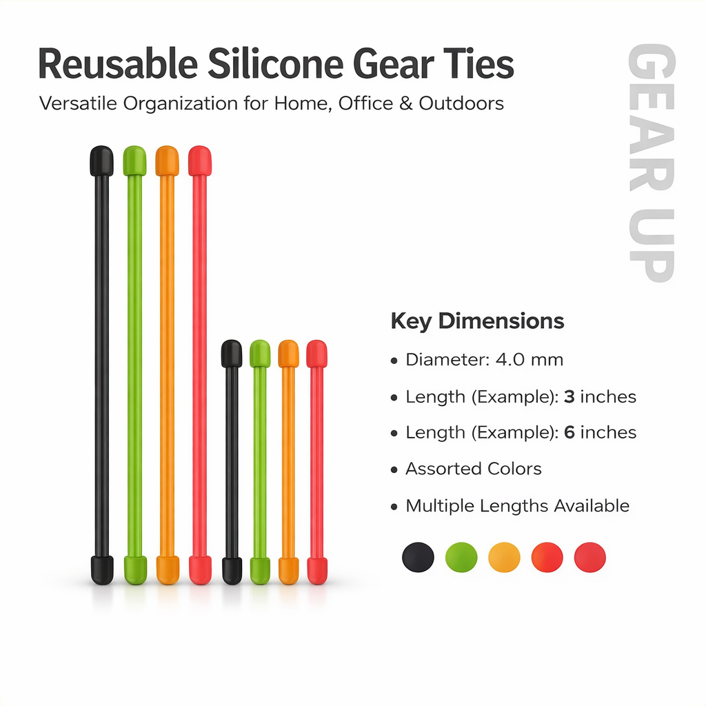 32 Inch Reusable Silicone Cable Ties, 4.0mm Wire Tie Strap for Cable Organizers for Cords