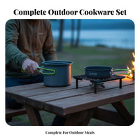 16 Pieces Lightweight Camping Cookware Set Long-Lasting Camping Pots and Pans Set Nesting Design for Backpackers, Families, Hiking