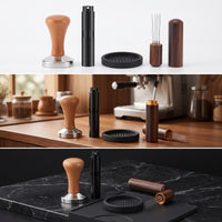 4 Pieces Coffee Tamping Kit Stainless Steel Espresso Prep Set with Mat Coffee Professional Tool Set with Tamper Ergonomic