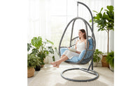 Hanging Basket Chair with Stand Cushioned Hanging Chair with Stand Indoor Outdoor Furniture for Adults, Balcony, Living Room, Reading Corner