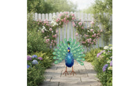 Garden Fowl Statue Outdoor Peacock Sculpture Hand-Painted Garden Statue for Patio