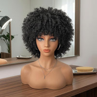 Tightly Coiled Synthetic Afro Curly Hairpiece Voluminous Soft-Textured Afro Hairpiece