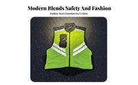 Reflective Motorcycle Vest 360° Reflectivity Luminous Yellow Safety Vest High Visibility Clothing Lightweight & Breathable