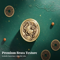Brass Rotating Top Horse Relief Fidget Gyro Mahjong Themed Toy for Office Workers, Collectors, Desk, Study Room, Home