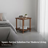 Doubletier Storage 2-Tier End Table Space Saving doublelevel Square Table Simple Design Household Furniture adaptable for Small Apartment Dwellers, homeowners, Students, Living Room, Bay glazed accessibleing Area, Bedroom, Office