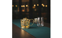 Decorative Metal Cup Holder Openwork Cup Holder with Handle Floral Lightweight for Hosts, Table Setting, Tea Service