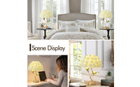 Decorative Rose Table Lamp Warm Light Rose Lamp Floral Gold-Tone for Bedside, Bedroom, Living Room