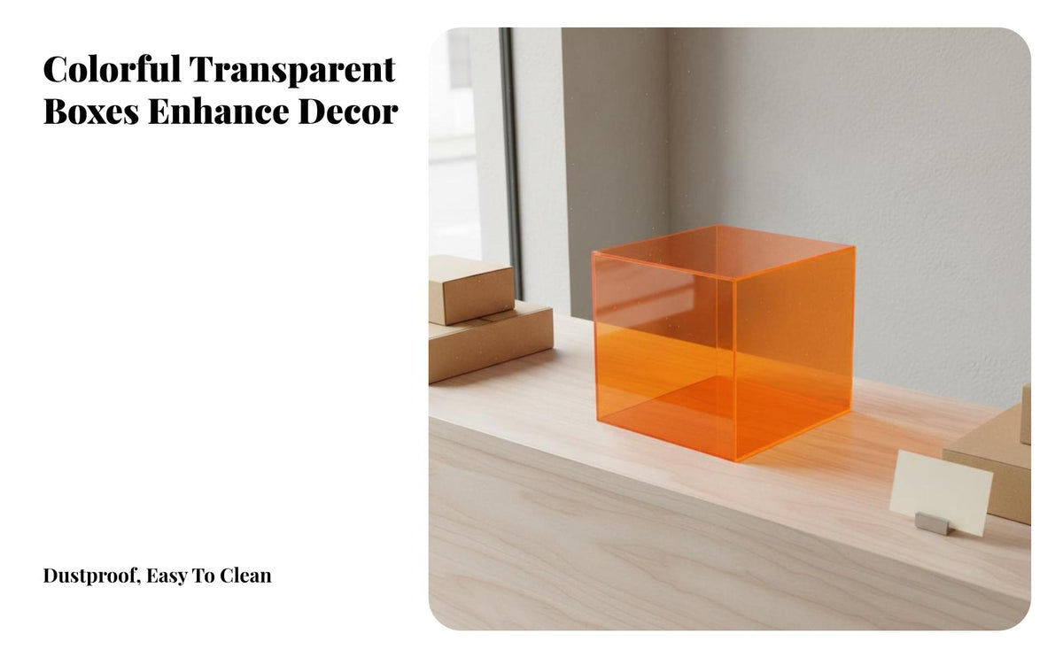 Clear Acrylic Display Box High See-Through Quality Colored Acrylic Box Multipurpose Transparent Storage Cube for Collectors, Hobbyists, Office, Closet