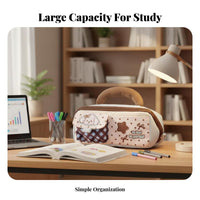 Wide Opening Volcano-Shaped Case With Handle Large Capacity Zippered Case two-toneed Design Pen Bag Minimalist design for Students, Office Workers, Adults, College, Desk, Home, Travel