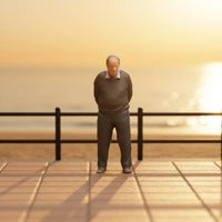 1:64 Scale Elderly Man Figure Neutral Finish Hand-Painted Figure Decorative for Micro Photography, Decoration